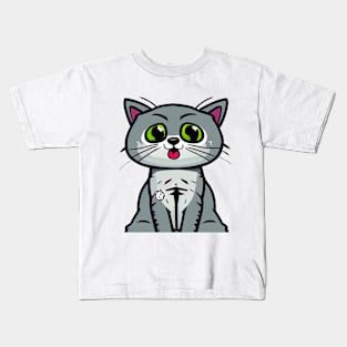 Very Cute Cartoon Cat Kids T-Shirt